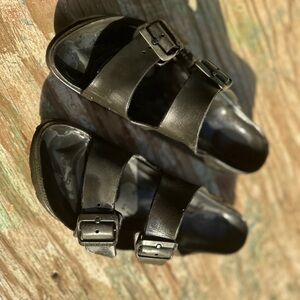 Birkenstock Rubber Black Double Strap Sandals